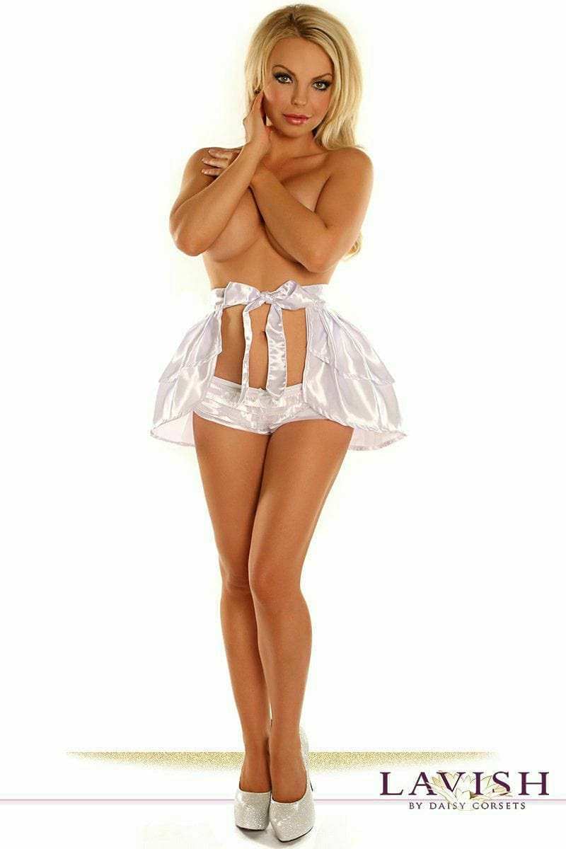 Daisy Corsets White Satin Layered Ruffle Skirt - Daisy Corsets - Flyclothing LLC