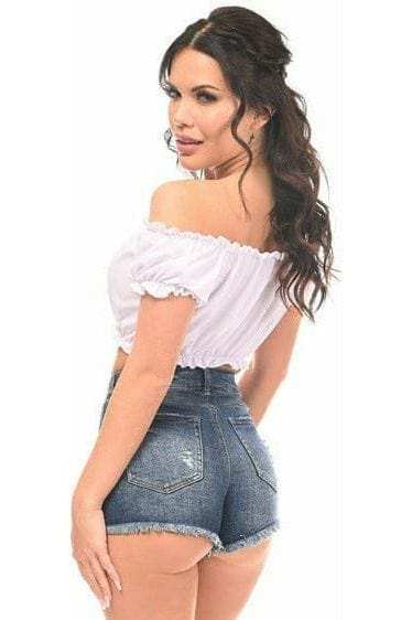 Daisy Corsets White Short Sleeve Peasant Top - Daisy Corsets - Flyclothing LLC