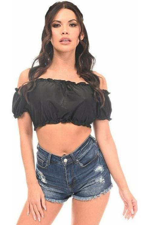 Daisy Corsets Black Short Sleeve Peasant Top - Daisy Corsets - Flyclothing LLC