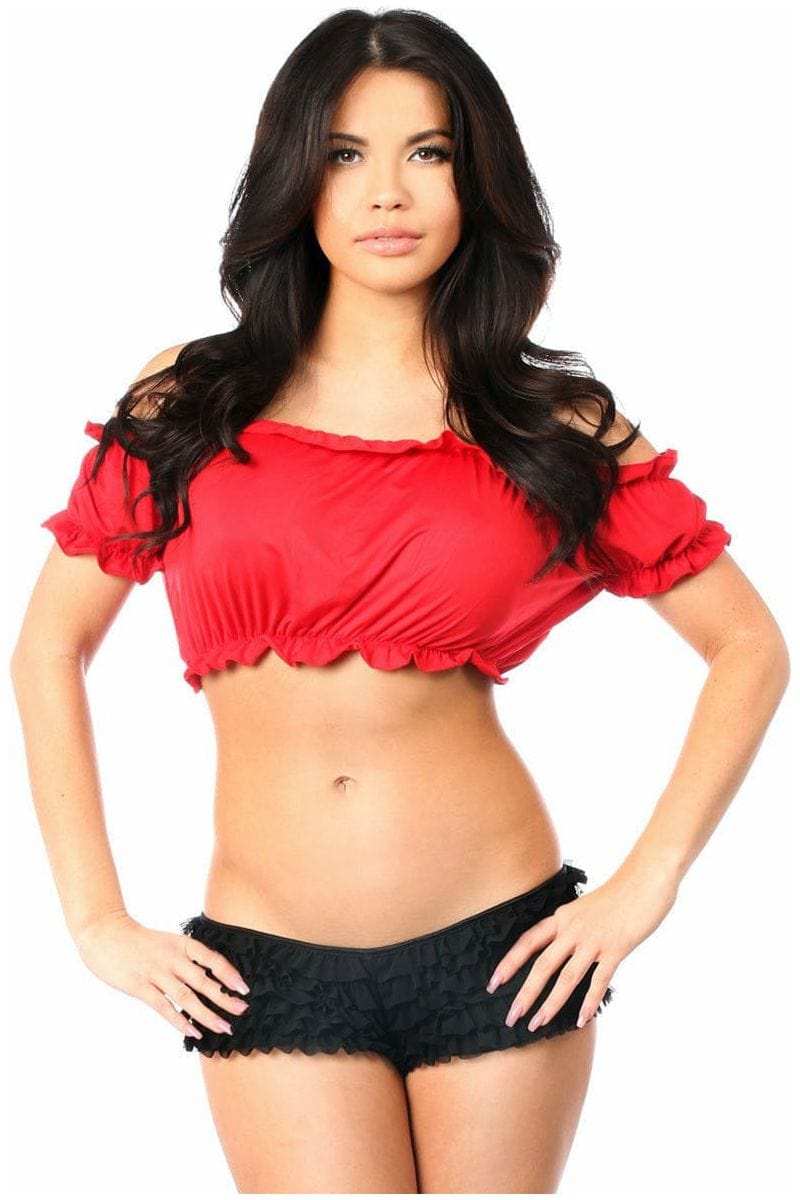 Daisy Corsets Red Short Sleeve Peasant Top - Daisy Corsets - Flyclothing LLC
