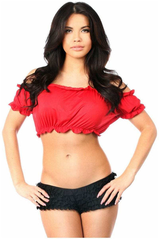 Daisy Corsets Red Short Sleeve Peasant Top - Daisy Corsets - Flyclothing LLC