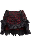 Daisy Corsets Red/Black Brocade Ruched Bustle Skirt - Daisy Corsets - Flyclothing LLC