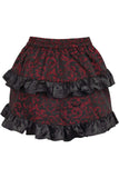 Daisy Corsets Red/Black Brocade Ruched Bustle Skirt - Daisy Corsets - Flyclothing LLC