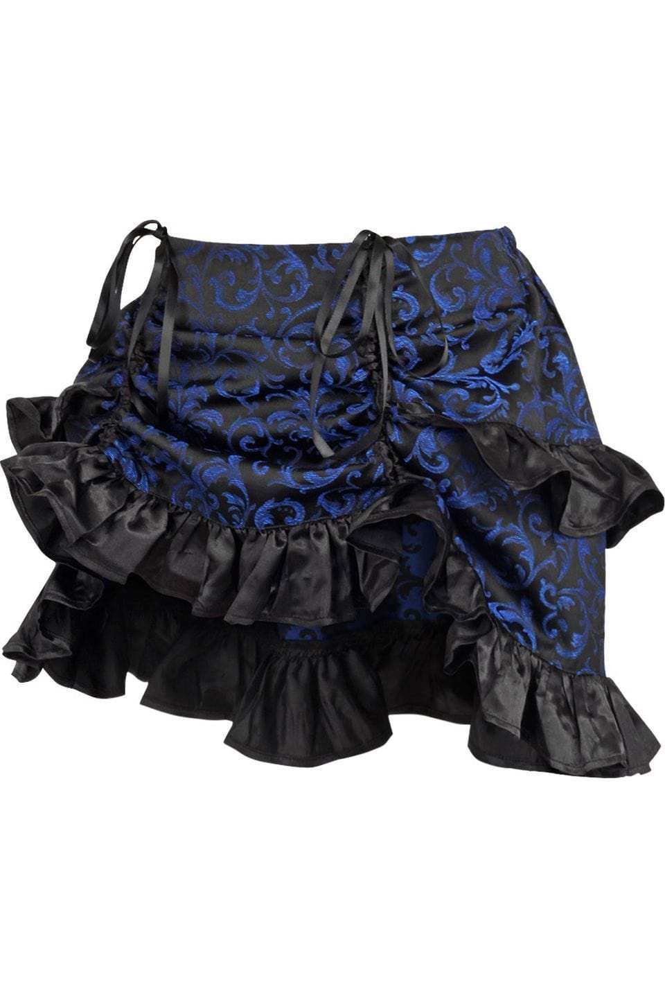 Daisy Corsets Blue/Black Brocade Ruched Bustle Skirt - Daisy Corsets - Flyclothing LLC