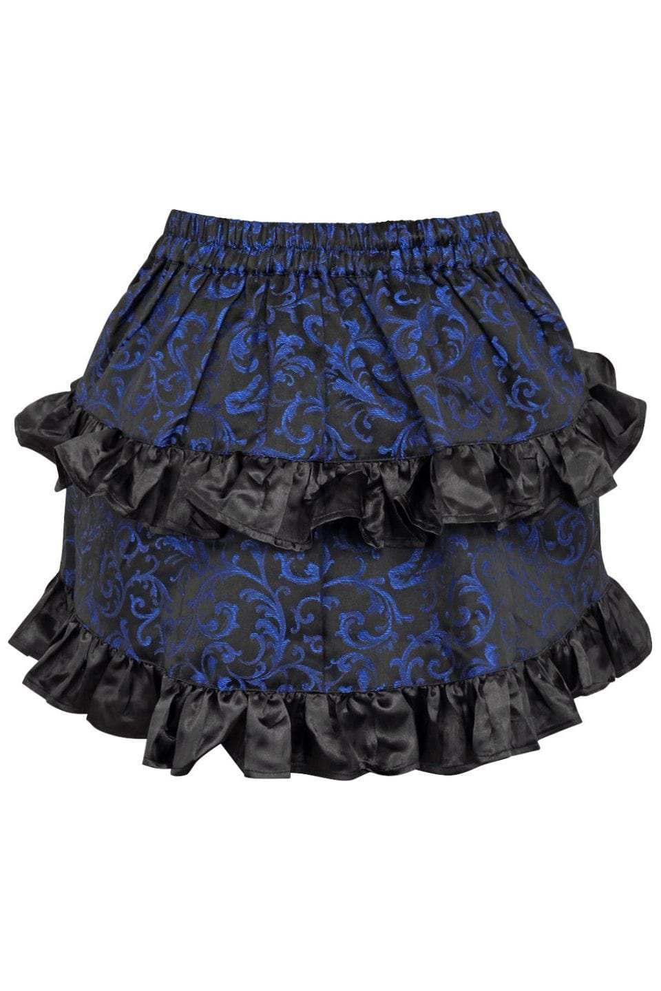 Daisy Corsets Blue/Black Brocade Ruched Bustle Skirt - Daisy Corsets - Flyclothing LLC
