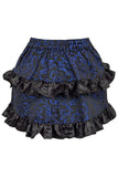 Daisy Corsets Blue/Black Brocade Ruched Bustle Skirt - Daisy Corsets - Flyclothing LLC