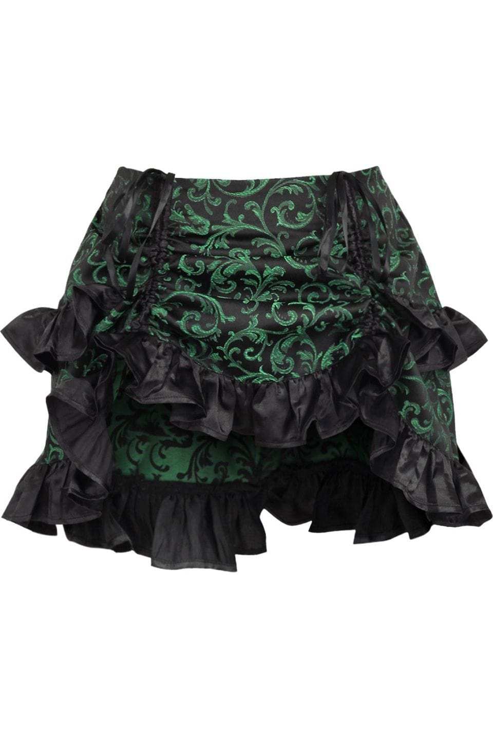 Daisy Corsets Green/Black Brocade Ruched Bustle Skirt - Daisy Corsets - Flyclothing LLC