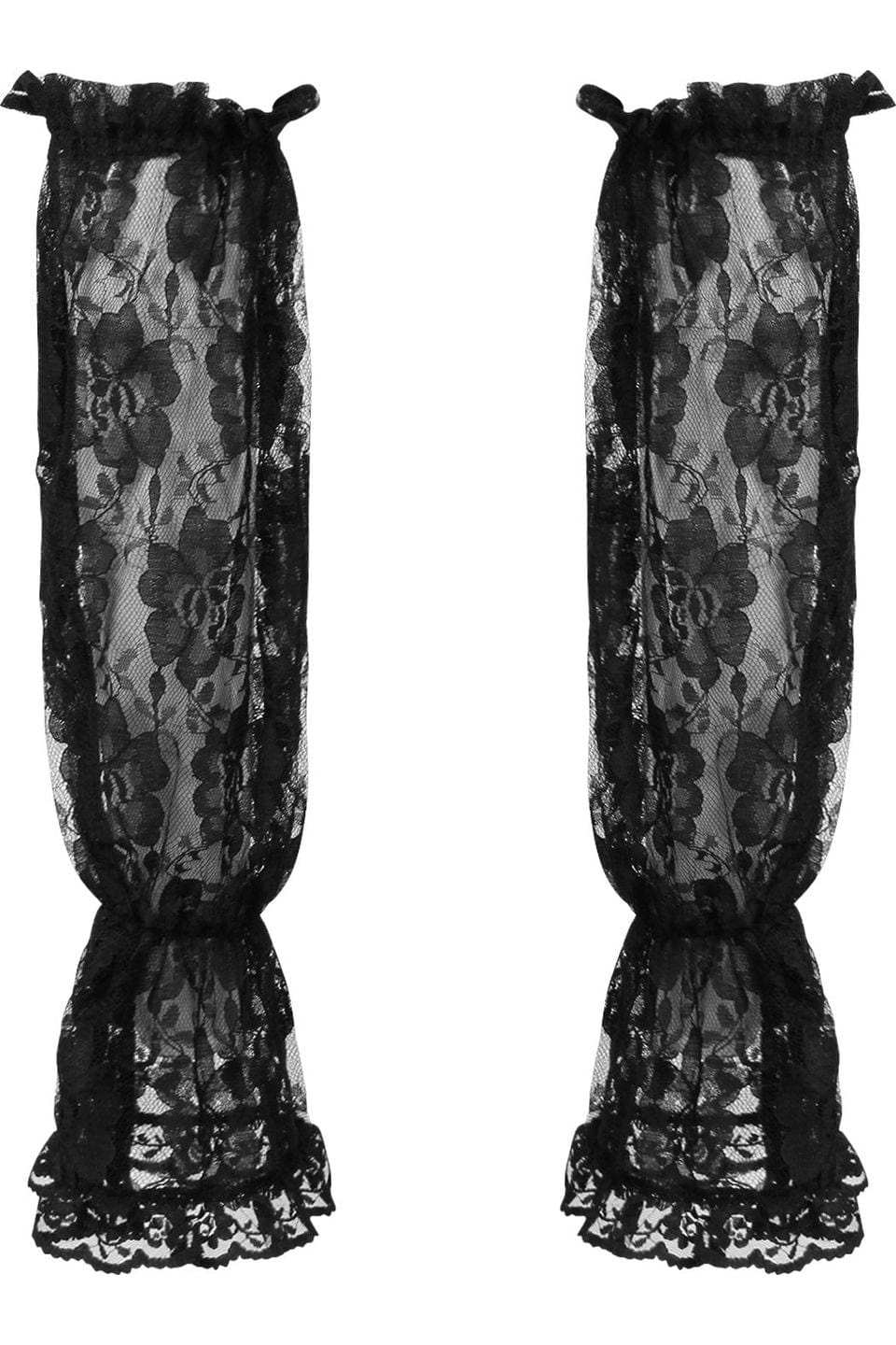 Daisy Corsets Black Sheer Lace Smocked Sleeves - Daisy Corsets - Flyclothing LLC