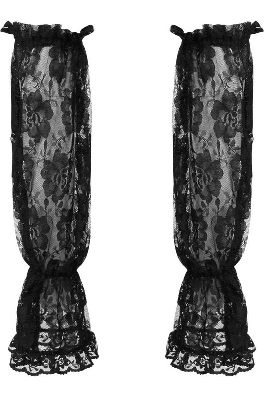 Daisy Corsets Black Sheer Lace Smocked Sleeves - Daisy Corsets - Flyclothing LLC