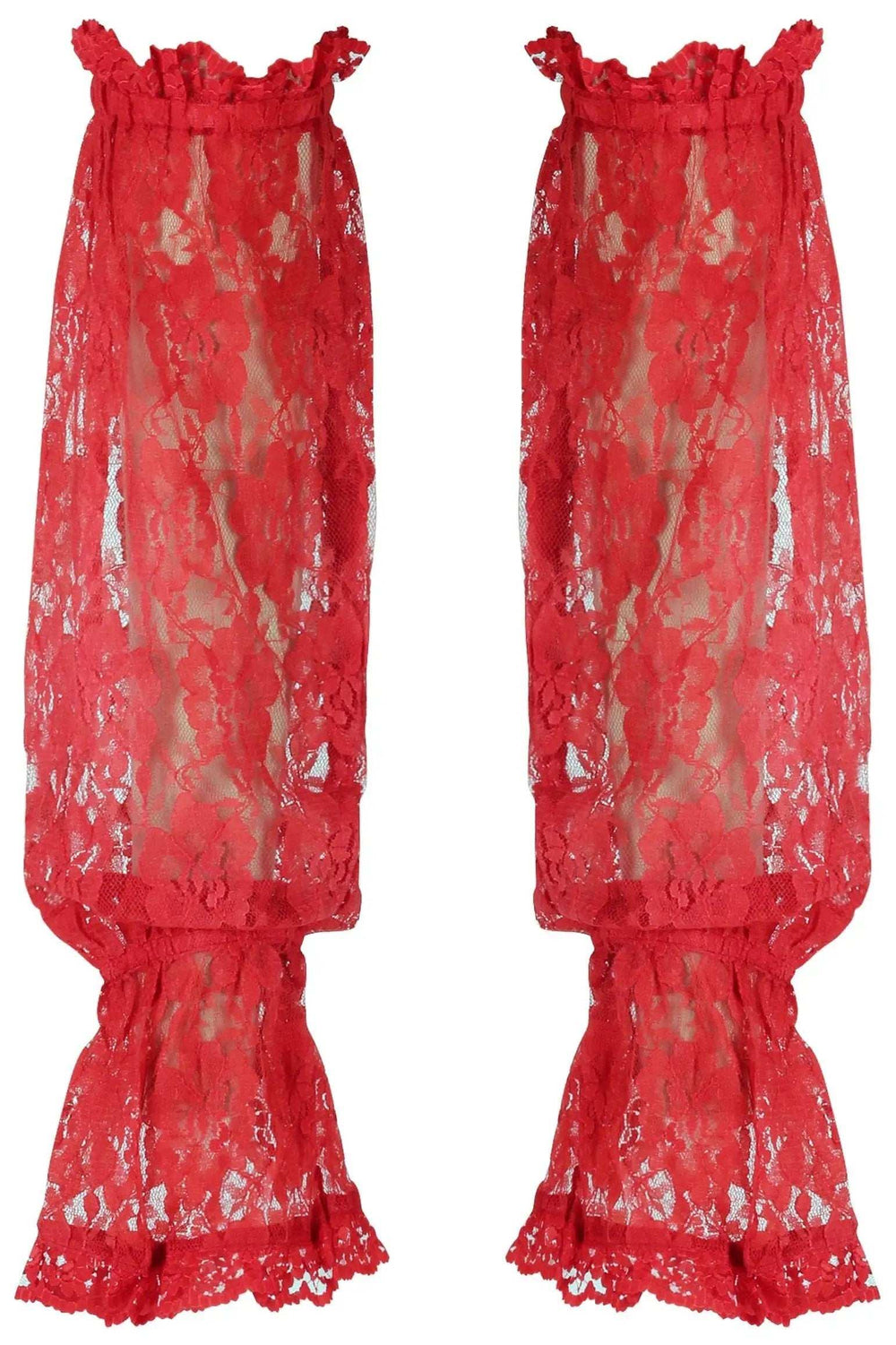 Daisy Corsets Red Sheer Lace Smocked Sleeves - Daisy Corsets - Flyclothing LLC