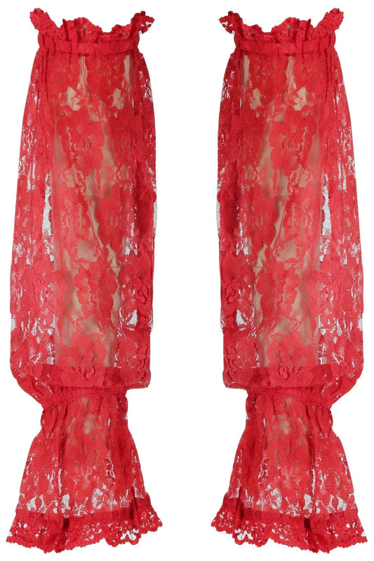 Daisy Corsets Red Sheer Lace Smocked Sleeves - Daisy Corsets - Flyclothing LLC