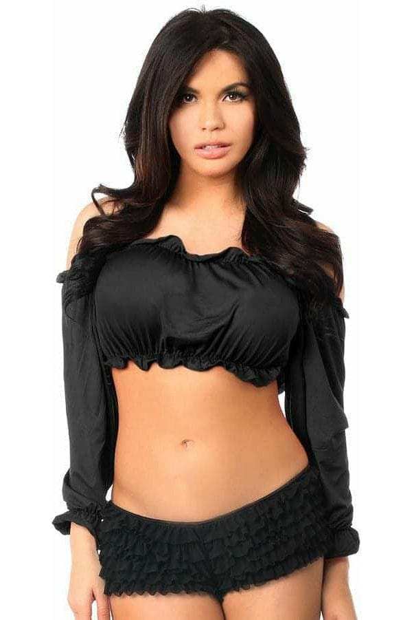 Daisy Corsets Black Long Sleeve Peasant Top - Daisy Corsets - Flyclothing LLC
