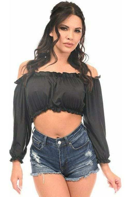 Daisy Corsets Black Long Sleeve Peasant Top - Daisy Corsets - Flyclothing LLC