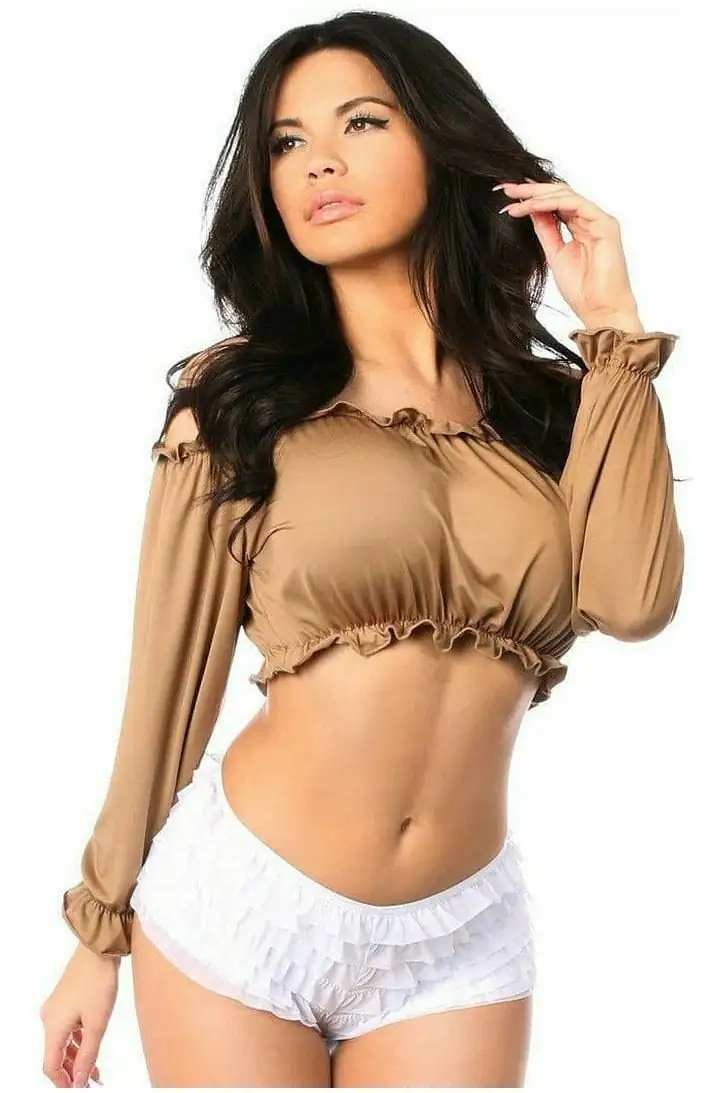 Daisy Corsets Tan Long Sleeve Peasant Top - Daisy Corsets - Flyclothing LLC