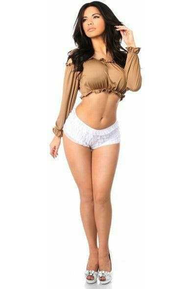 Daisy Corsets Tan Long Sleeve Peasant Top - Daisy Corsets - Flyclothing LLC