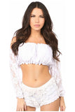 Daisy Corsets White Lined Lace Long Sleeve Peasant Top - Daisy Corsets - Flyclothing LLC
