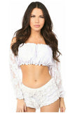 Daisy Corsets White Lined Lace Long Sleeve Peasant Top - Daisy Corsets - Flyclothing LLC