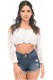 Daisy Corsets White Lined Lace Long Sleeve Peasant Top - Daisy Corsets - Flyclothing LLC