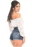 Daisy Corsets White Lined Lace Long Sleeve Peasant Top - Daisy Corsets - Flyclothing LLC