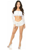 Daisy Corsets White Lined Lace Long Sleeve Peasant Top - Daisy Corsets - Flyclothing LLC