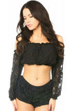 Daisy Corsets Black Lined Lace Long Sleeve Peasant Top - Daisy Corsets - Flyclothing LLC