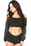 Daisy Corsets Black Lined Lace Long Sleeve Peasant Top - Daisy Corsets - Flyclothing LLC