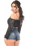 Daisy Corsets Black Lined Lace Long Sleeve Peasant Top - Daisy Corsets - Flyclothing LLC