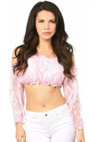 Daisy Corsets Baby Pink Lined Lace Long Sleeve Peasant Top - Daisy Corsets - Flyclothing LLC
