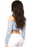 Daisy Corsets Lt Blue Lined Lace Long Sleeve Peasant Top - Daisy Corsets - Flyclothing LLC