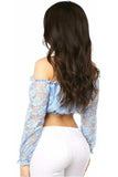 Daisy Corsets Lt Blue Lined Lace Long Sleeve Peasant Top - Daisy Corsets - Flyclothing LLC