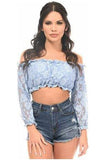Daisy Corsets Lt Blue Lined Lace Long Sleeve Peasant Top - Daisy Corsets - Flyclothing LLC