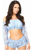 Daisy Corsets Lt Blue Lined Lace Long Sleeve Peasant Top - Daisy Corsets - Flyclothing LLC