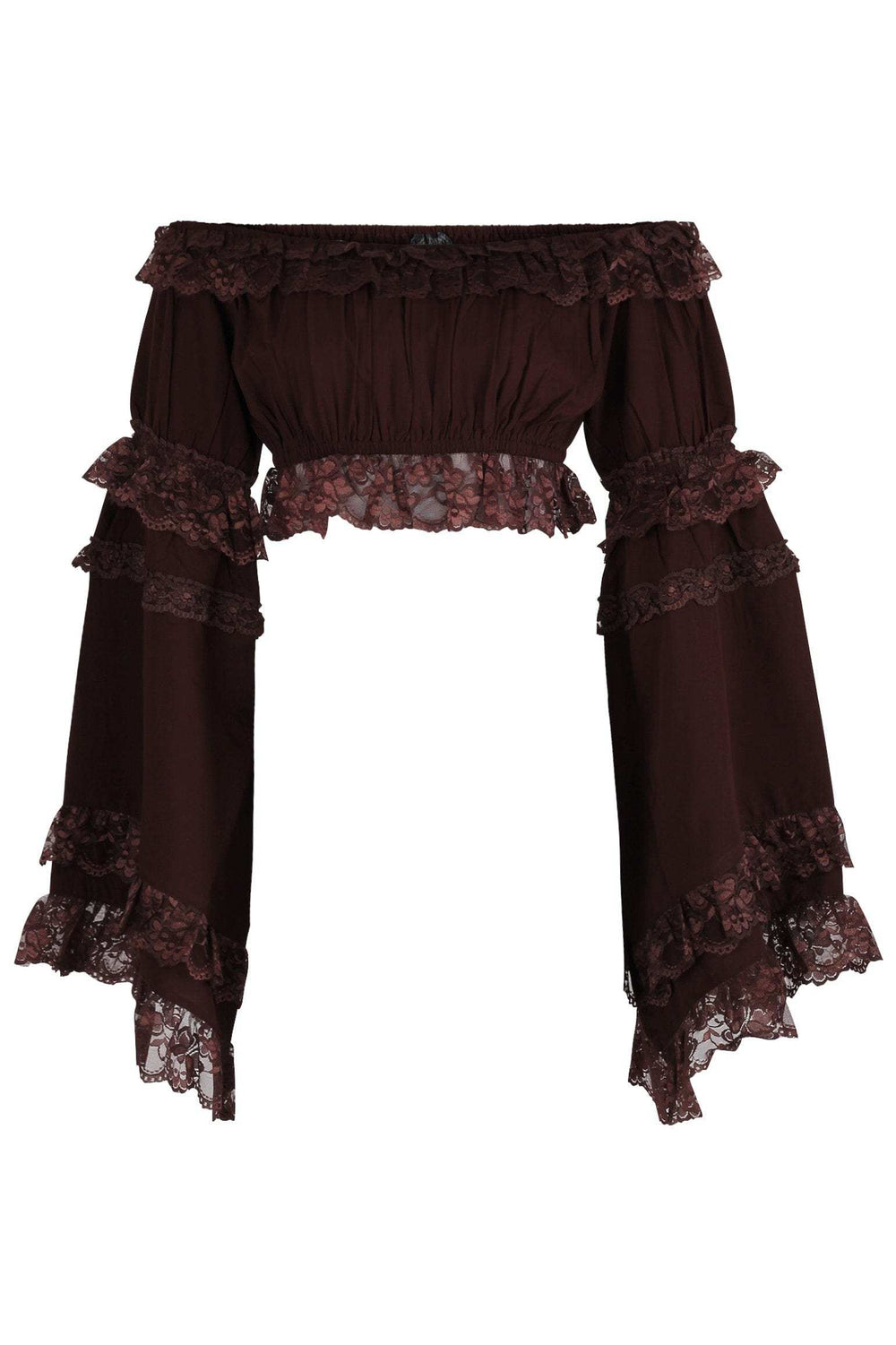 Daisy Corsets Brown Smocked Flare Sleeve Peasant Top - Daisy Corsets - Flyclothing LLC