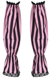 Daisy Corsets Black/Pink Striped Smocked Sleeves - Daisy Corsets - Flyclothing LLC
