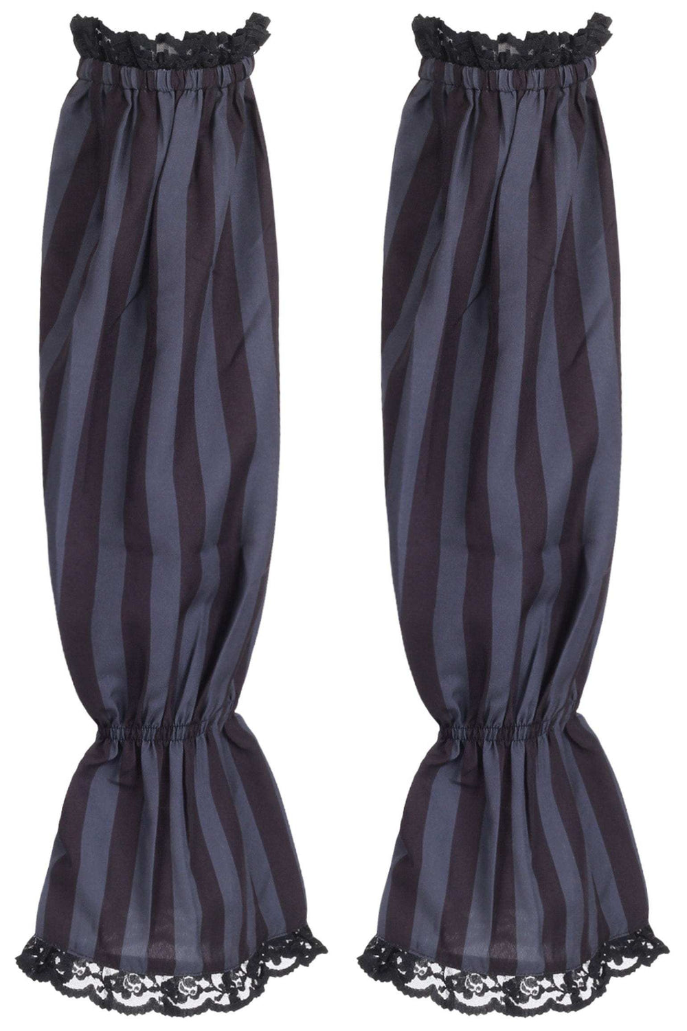 Daisy Corsets Black/Dark Grey Striped Smocked Sleeves - Daisy Corsets - Flyclothing LLC