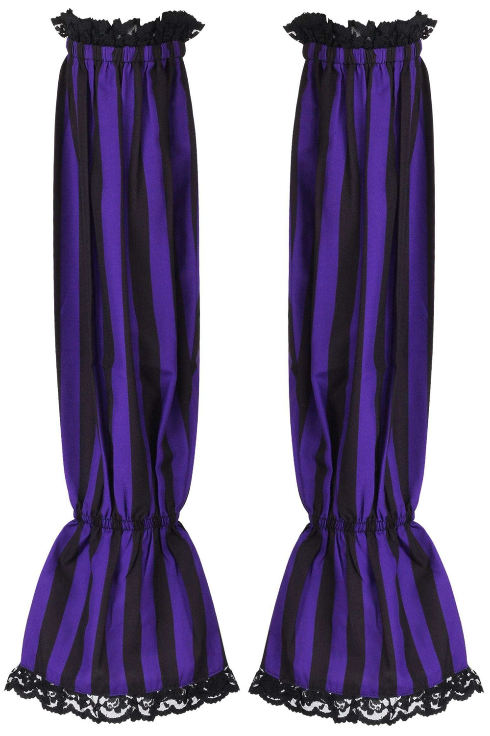 Daisy Corsets Black/Purple Striped Smocked Sleeves - Daisy Corsets - Flyclothing LLC
