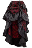 Daisy Corsets Red/Black Brocade Adjustable High Low Bustle Skirt - Daisy Corsets - Flyclothing LLC