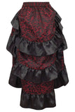 Daisy Corsets Red/Black Brocade Adjustable High Low Bustle Skirt - Daisy Corsets - Flyclothing LLC