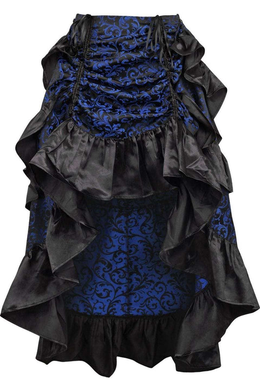 Daisy Corsets Blue/Black Brocade Adjustable High Low Bustle Skirt - Daisy Corsets - Flyclothing LLC