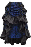 Daisy Corsets Blue/Black Brocade Adjustable High Low Bustle Skirt - Daisy Corsets - Flyclothing LLC
