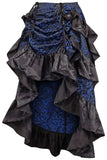 Daisy Corsets Blue/Black Brocade Adjustable High Low Bustle Skirt - Daisy Corsets - Flyclothing LLC