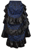 Daisy Corsets Blue/Black Brocade Adjustable High Low Bustle Skirt - Daisy Corsets - Flyclothing LLC