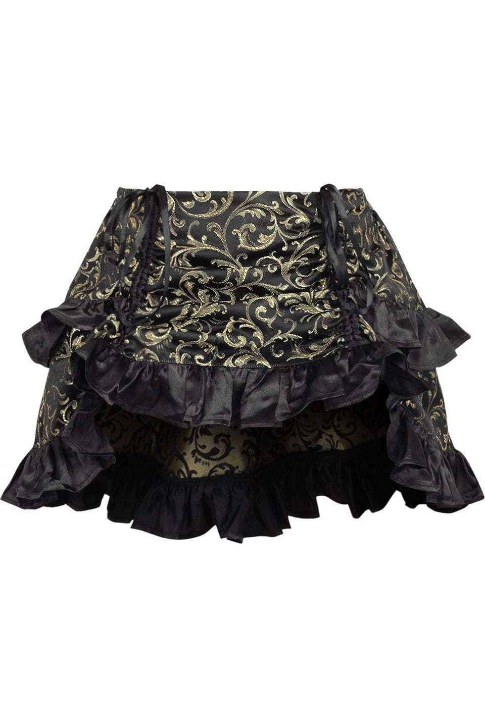 Daisy Corsets Gold/Black Brocade Ruched Bustle Skirt - Daisy Corsets - Flyclothing LLC