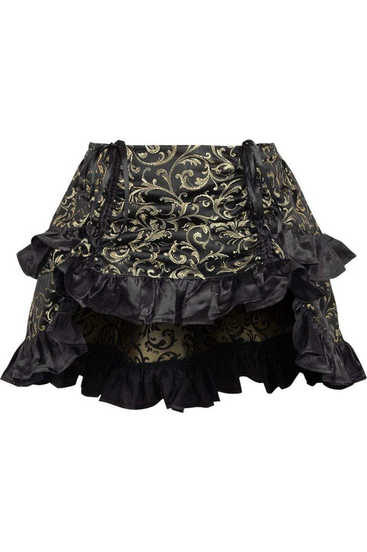 Daisy Corsets Gold/Black Brocade Ruched Bustle Skirt - Daisy Corsets - Flyclothing LLC