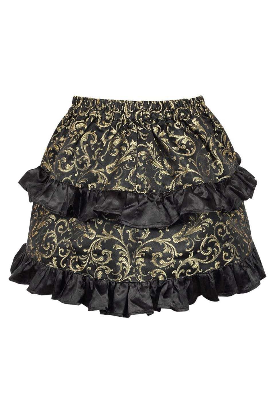 Daisy Corsets Gold/Black Brocade Ruched Bustle Skirt - Daisy Corsets - Flyclothing LLC