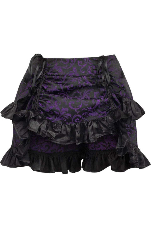 Daisy Corsets Purple/Black Brocade Ruched Bustle Skirt - Daisy Corsets - Flyclothing LLC
