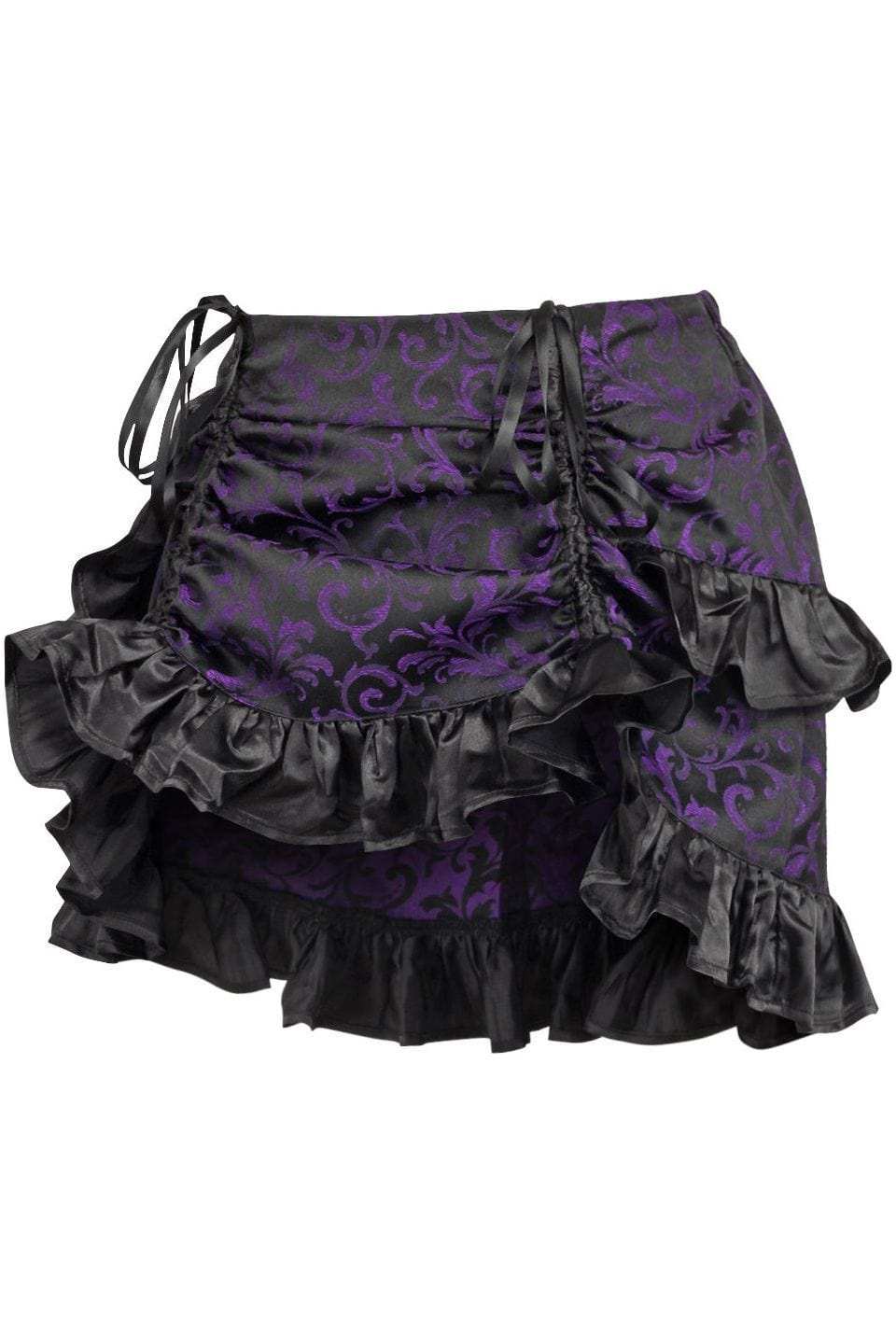 Daisy Corsets Purple/Black Brocade Ruched Bustle Skirt - Daisy Corsets - Flyclothing LLC