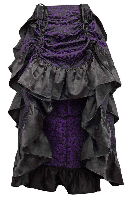 Daisy Corsets Purple/Black Brocade Adjustable High Low Bustle Skirt - Daisy Corsets - Flyclothing LLC