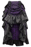 Daisy Corsets Purple/Black Brocade Adjustable High Low Bustle Skirt - Daisy Corsets - Flyclothing LLC