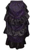 Daisy Corsets Purple/Black Brocade Adjustable High Low Bustle Skirt - Daisy Corsets - Flyclothing LLC